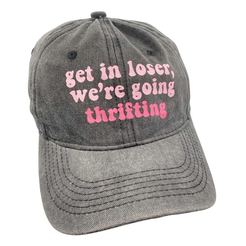 Get‎ In Loser We're Going Thrifting Adjustable Baseball Cap Acid Wash Pink Hat